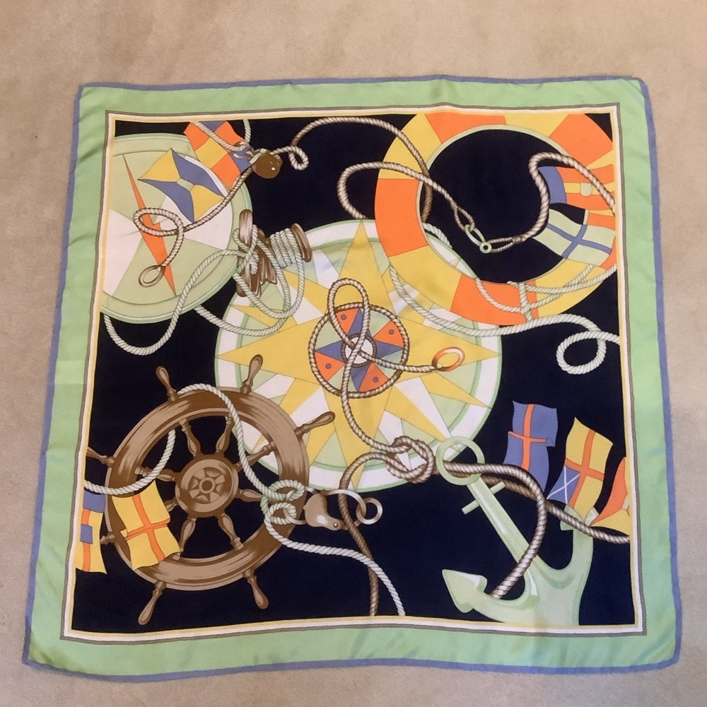 Vintage Talbots Silk Nautical Themed Scarf